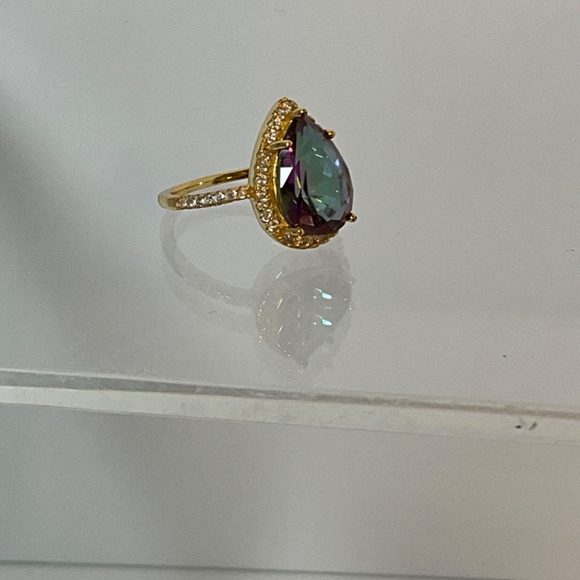 Alexandrite gold plated ring June birthstone 8 - Picture 3 of 6